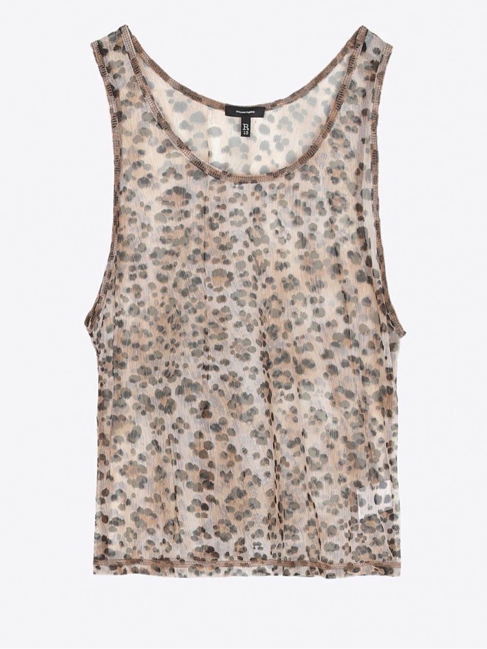 R13 Leopard Print Mesh Sheer Tank Size M
